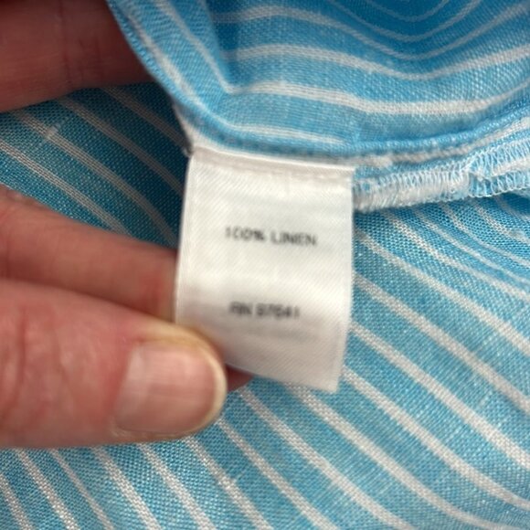 J. Jill Petite Love Linen Blue White  Oversized Pinstripe - Picture 4 of 10